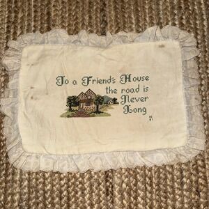 Vintage‎ Pillow Cover Cross Stitch, Road To A Friends Home
